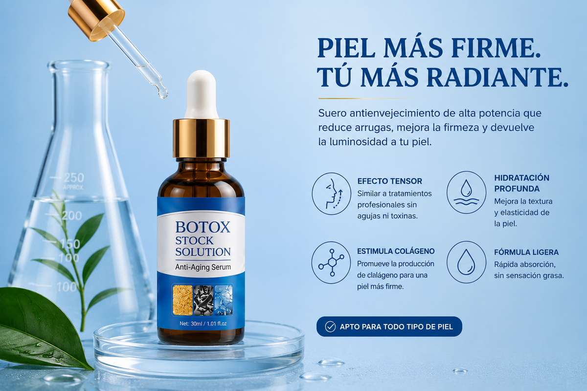 Botox Stock Solution™ | Suero antiedad con efecto tensor, ácido hialurónico, colágeno y vitamina C – 30 ml